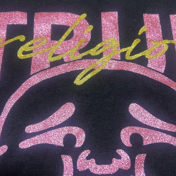 TRUE RELIGION | blk/pink glitter buddha tee - Picture 3 of 3
